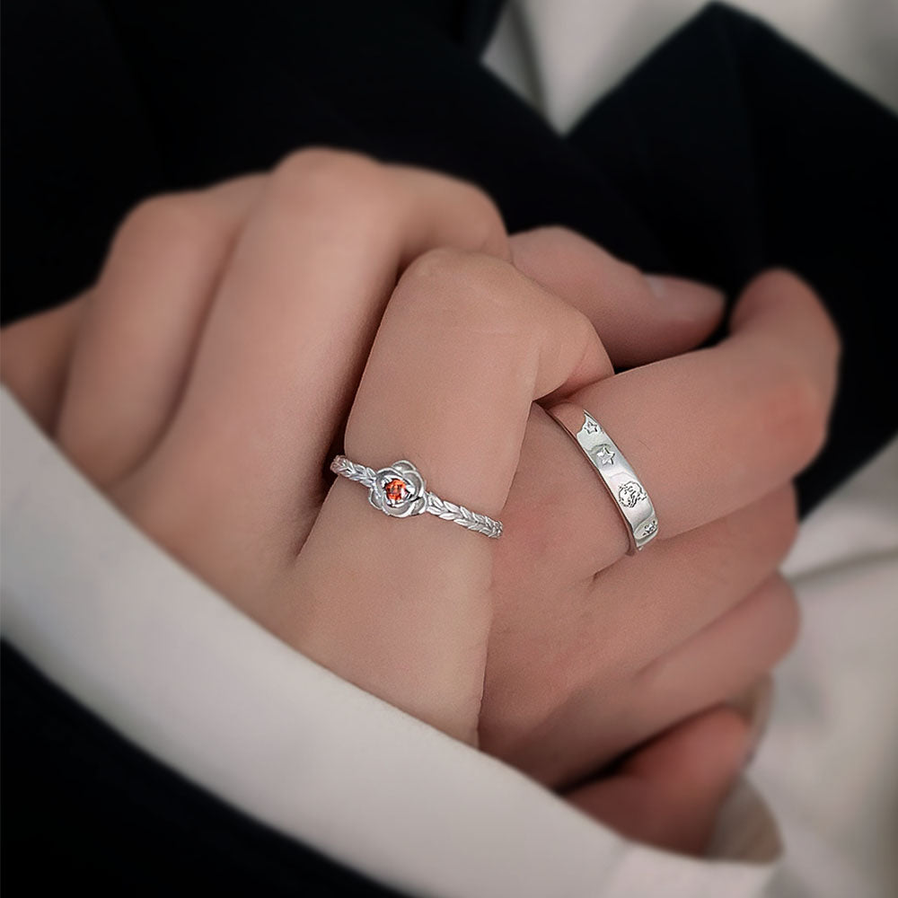 Prince and Rose Sterling Silver Couple's Ring