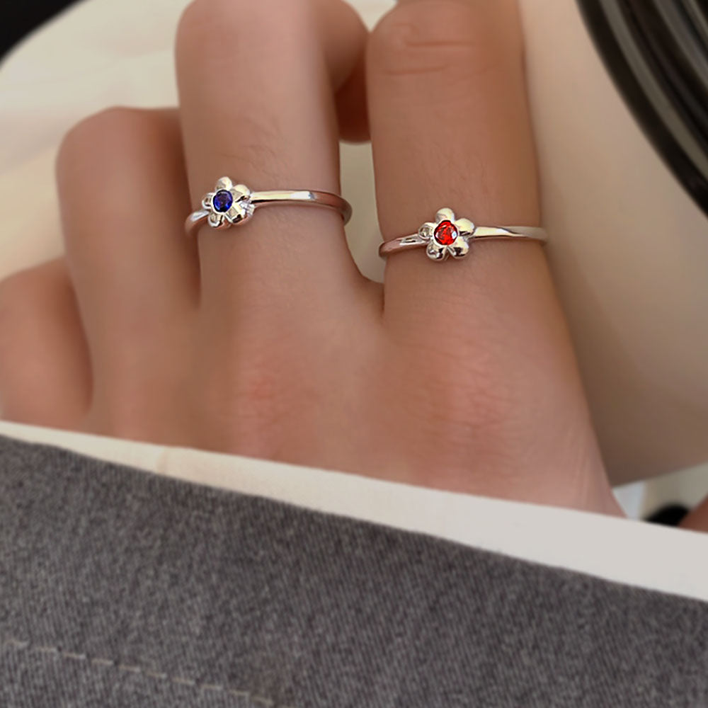 Sterling Silver Cubic Zirconia Flower Ring