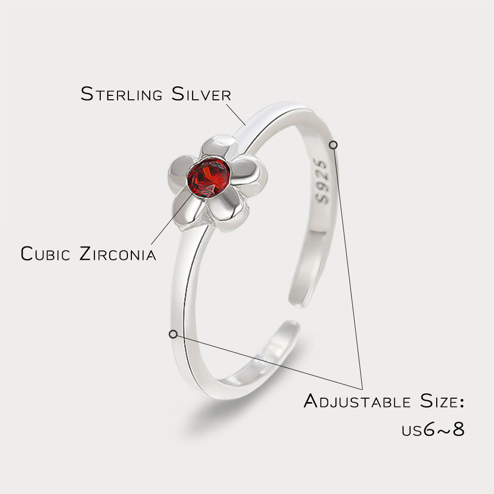 Sterling Silver Cubic Zirconia Flower Ring
