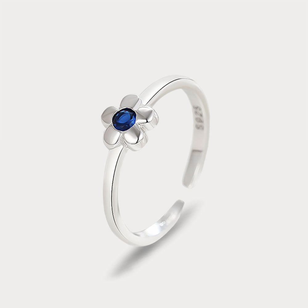 Sterling Silver Cubic Zirconia Flower Ring