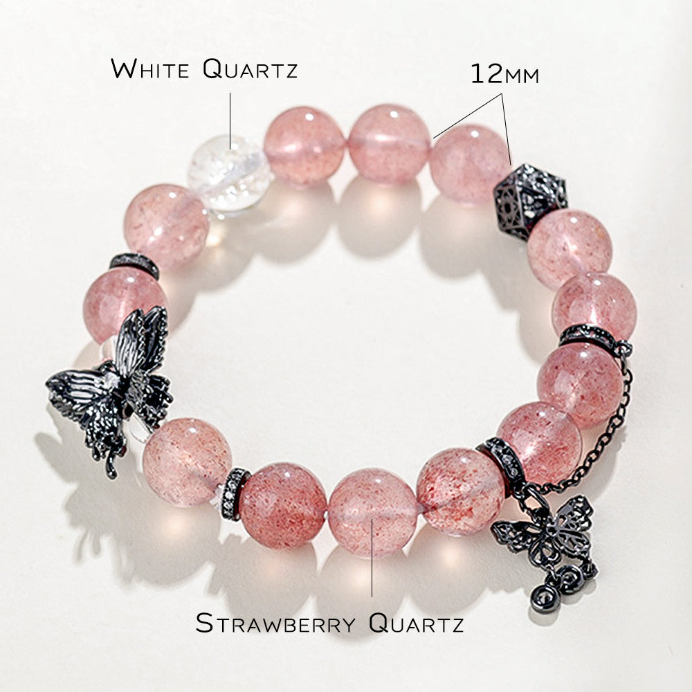 Rose Quartz Healing Crystal Bracelet - Butterfly