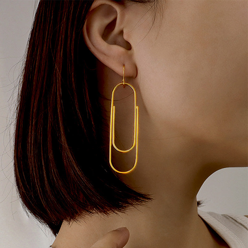 Stainless Steel Paperclip Drop Earrings