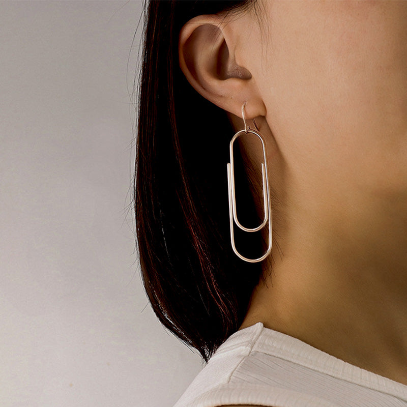 Stainless Steel Paperclip Drop Earrings