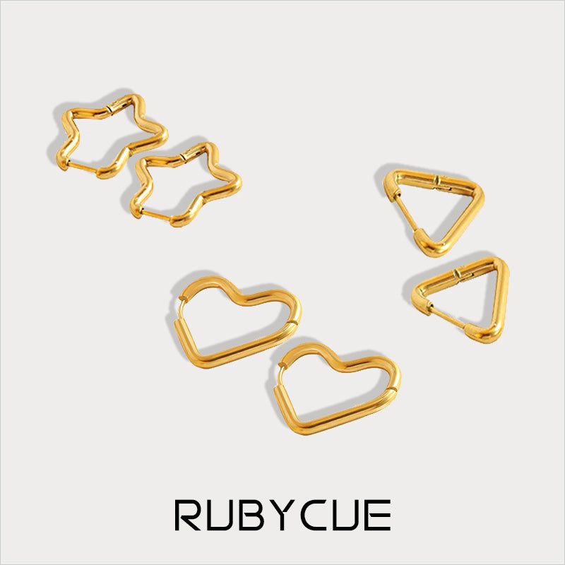 Stainless Steel Geometric Shape Hoop Earrings