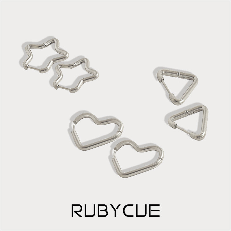 Stainless Steel Geometric Shape Hoop Earrings