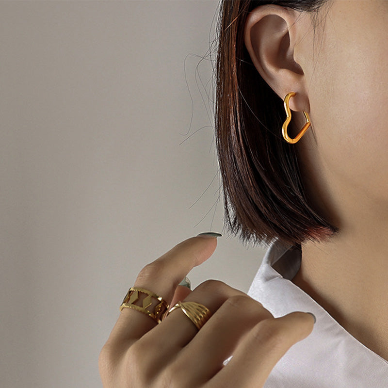 Stainless Steel Geometric Shape Hoop Earrings