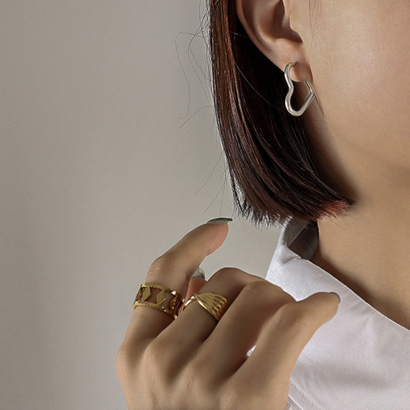 Stainless Steel Geometric Shape Hoop Earrings