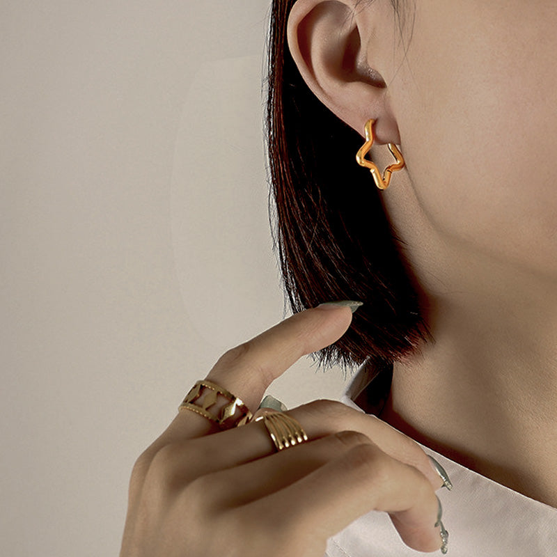 Stainless Steel Geometric Shape Hoop Earrings
