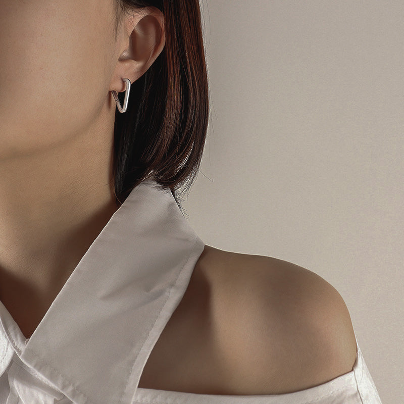Stainless Steel Geometric Shape Hoop Earrings