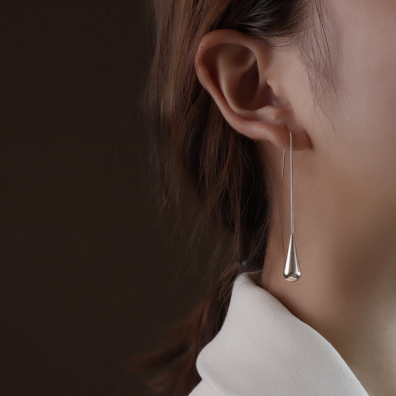 Stainless Steel Teardrop Long Earrings