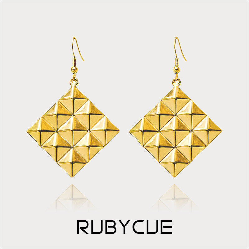 Stainless Steel Spike Pyramid Drop Earrings