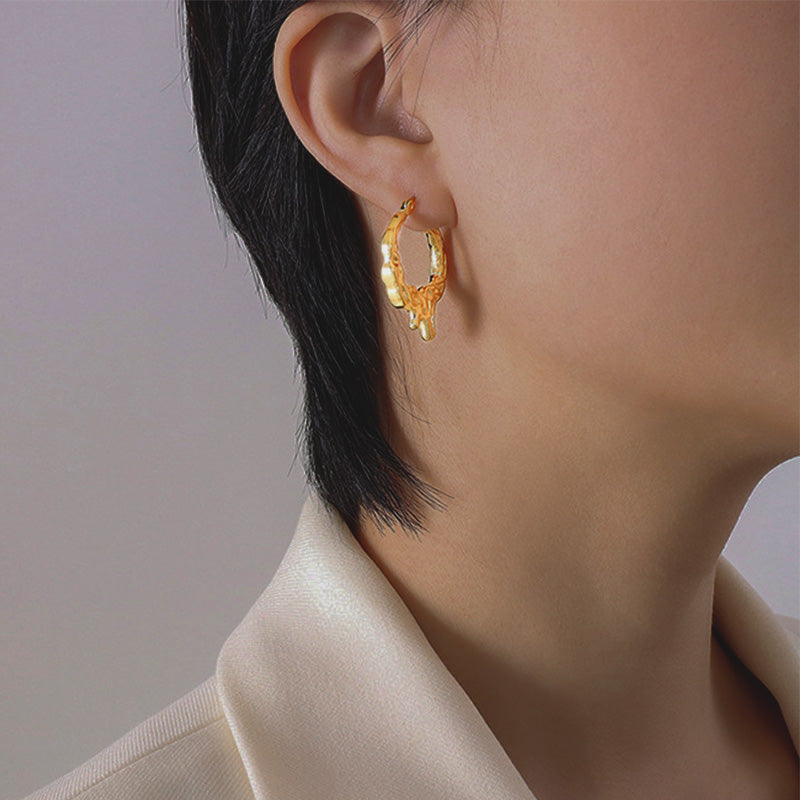 18K Gold Plated Surgical Steel Melting Hoop Earrings