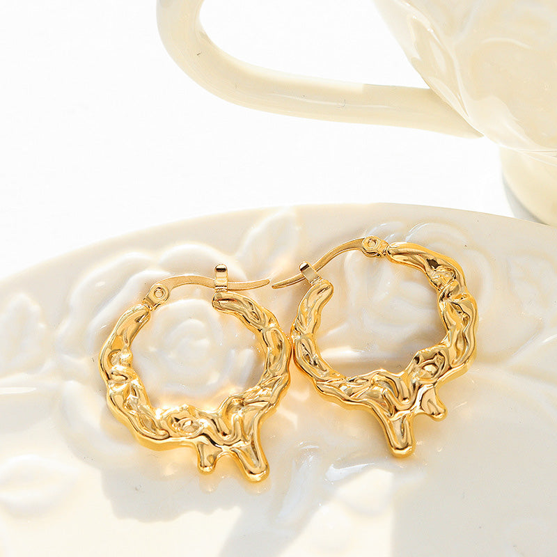 18K Gold Plated Surgical Steel Melting Hoop Earrings