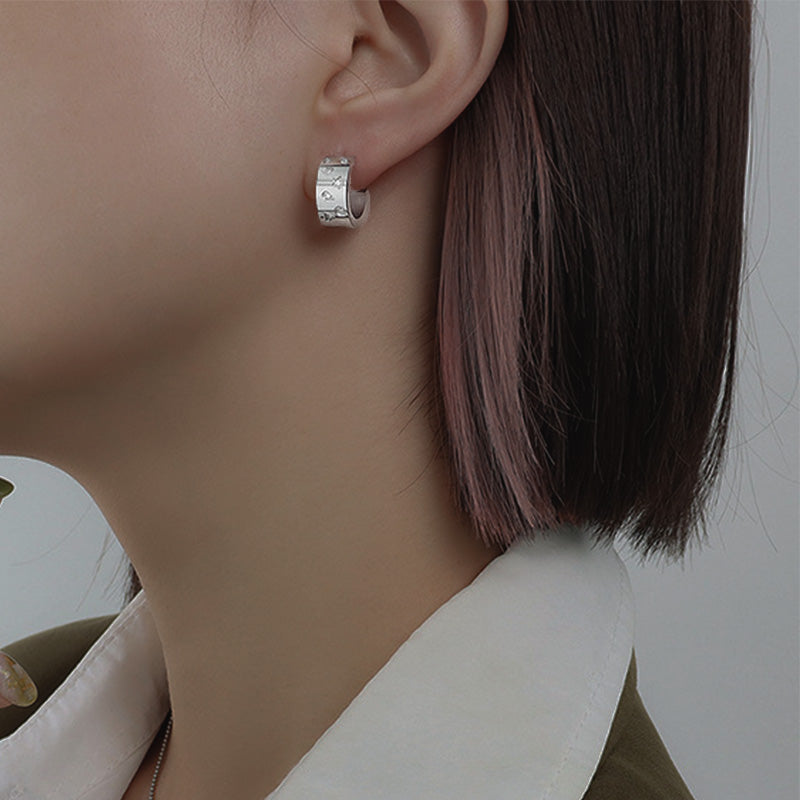 Stainless Steel Cubic Zirconia Huggie C Hoop Earrings