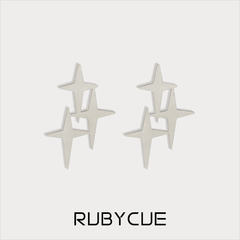 Stainless Steel 4-Pointed Stars Stud Earrings