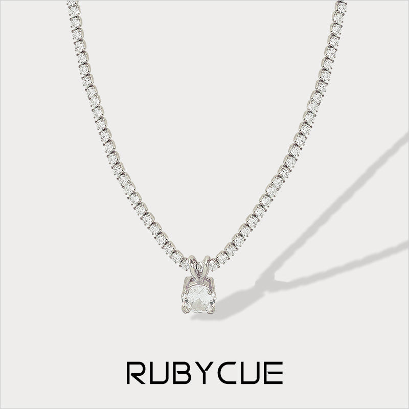 Stainless Steel & Cubic Zirconia Pendant Necklace