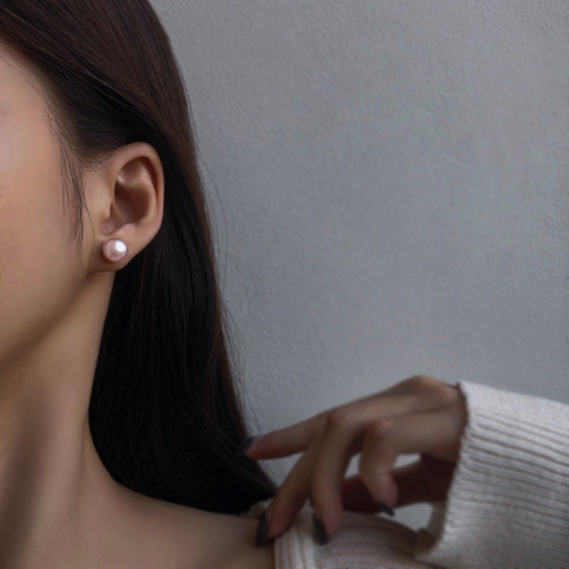Sterling Silver Purple Freshwater Pearl Stud Earrings