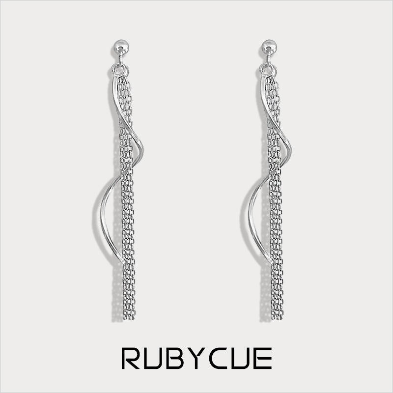 Sterling Silver Spiral & Tassel Drop Earrings
