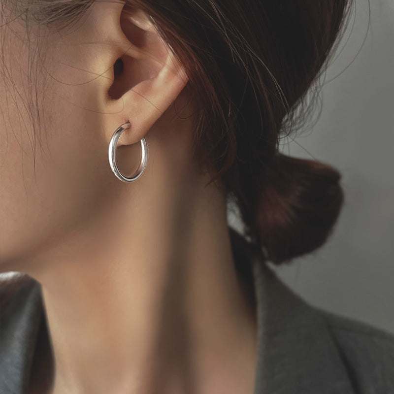 Sterling Silver 20mm Thick Hoop Earrings