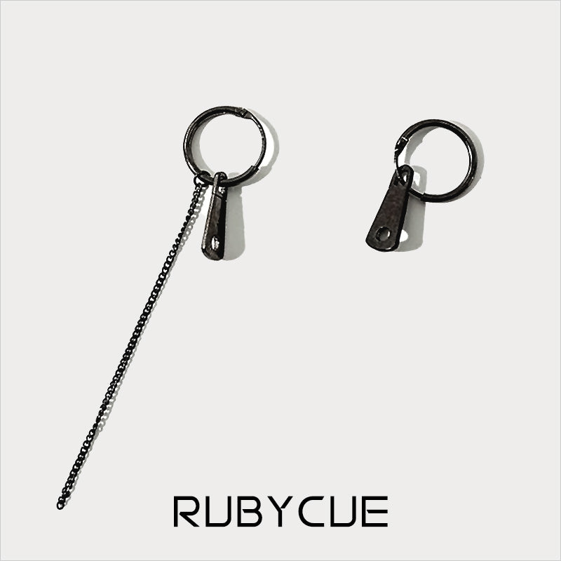 Sterling Silver Mismatched Zipper Danglers Unisex Huggie Hoop Drop Earrings