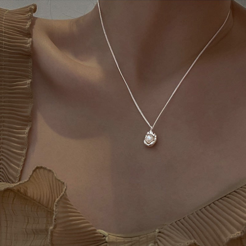 Sterling Silver "Your Oyster" Shell And Pearl Necklace