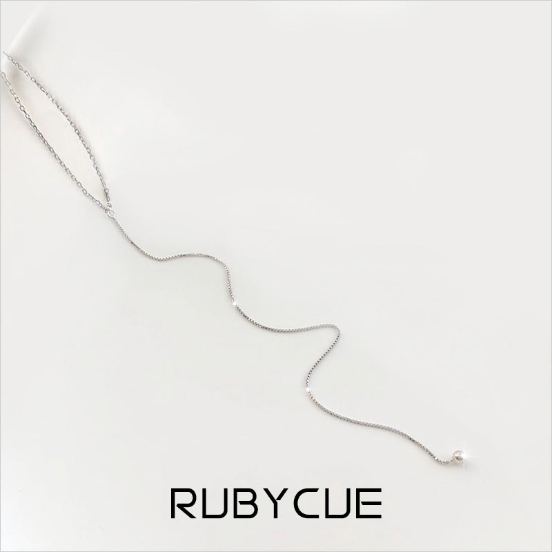 Minimalist Sterling Silver Y-Neck Lariat Necklace