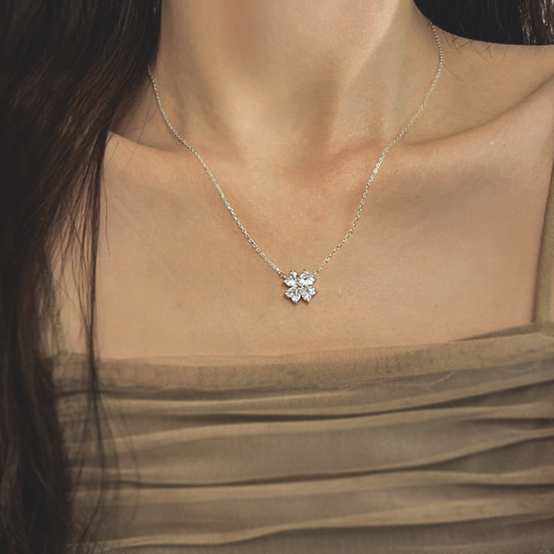 Sterling Silver & Cubic Zirconia Four Leaf Clover Necklace
