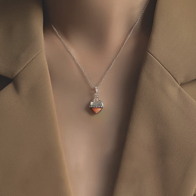 Antique Sterling Silver Pop Color Heart Pendant Necklace