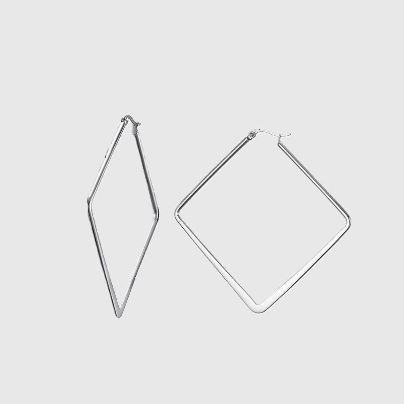 Stainless Steel Rectangle Hoop Earrings