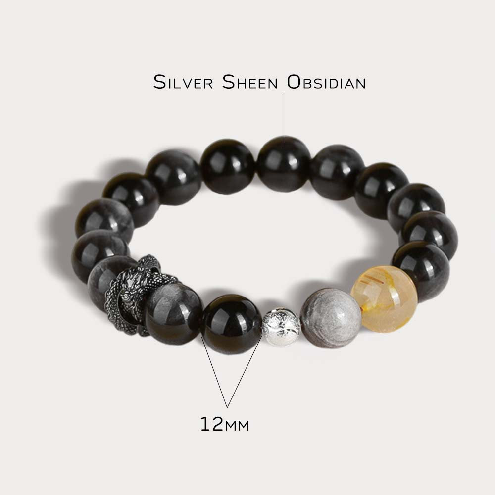 Silver Sheen Obsidian Bracelet - Protection