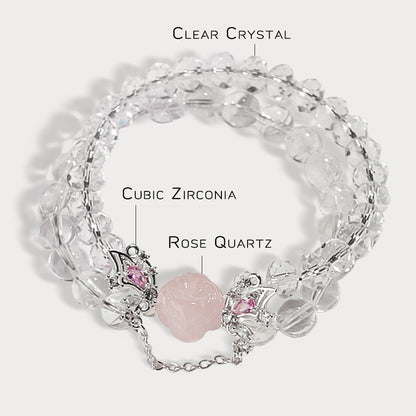 Crystal with Cubic Zirconia Double Strand Beaded Bracelet