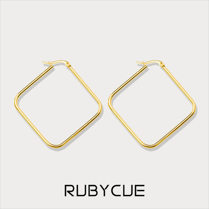 Stainless Steel Rectangle Hoop Earrings