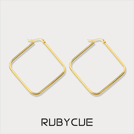 Stainless Steel Rectangle Hoop Earrings