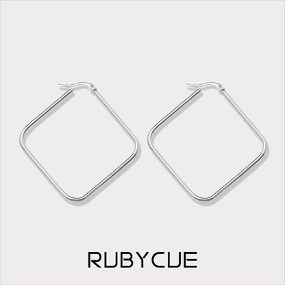 Stainless Steel Rectangle Hoop Earrings