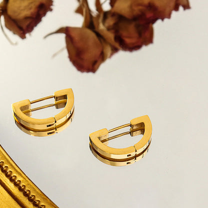 18K Gold Plated Surgical Steel Semicircle Hoop Earrings