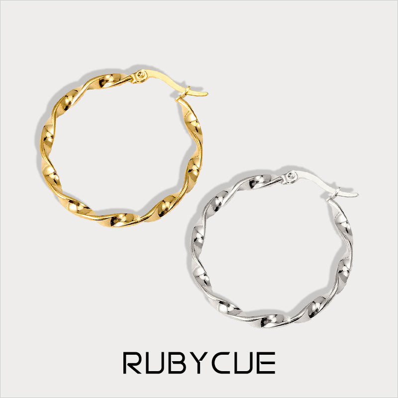 Stainless Steel Twist Hoop Earrings