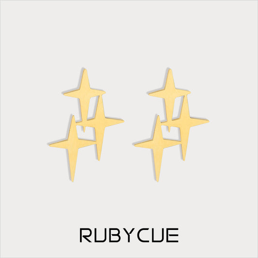 Stainless Steel 4-Pointed Stars Stud Earrings