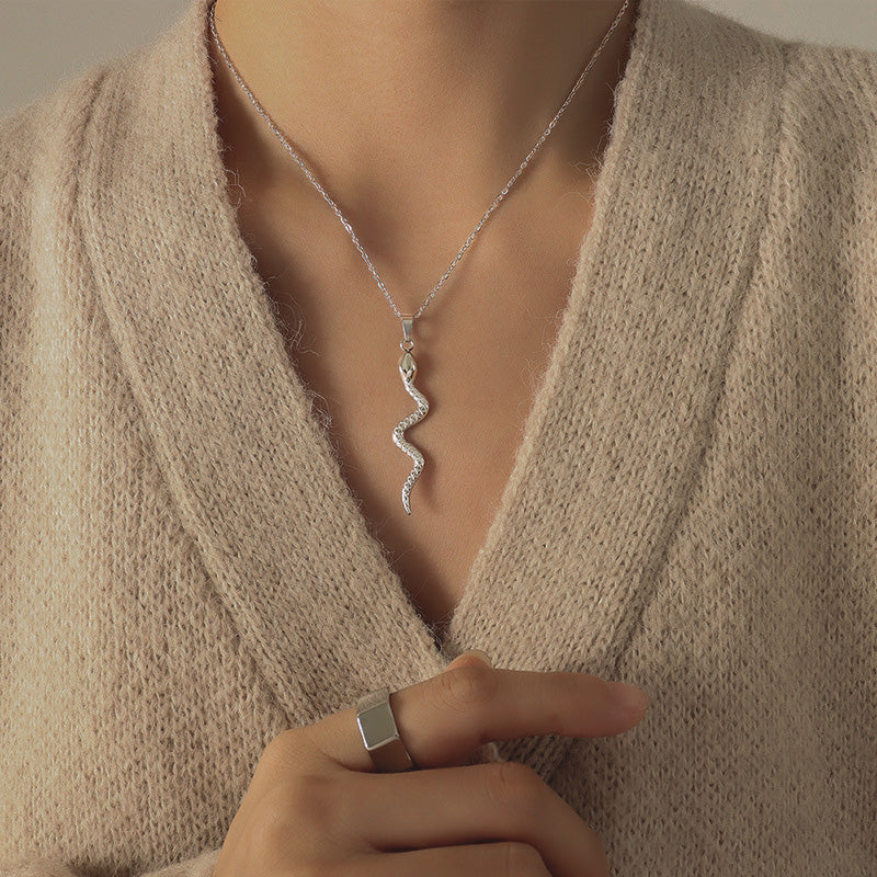 Silver snake store pendant necklace