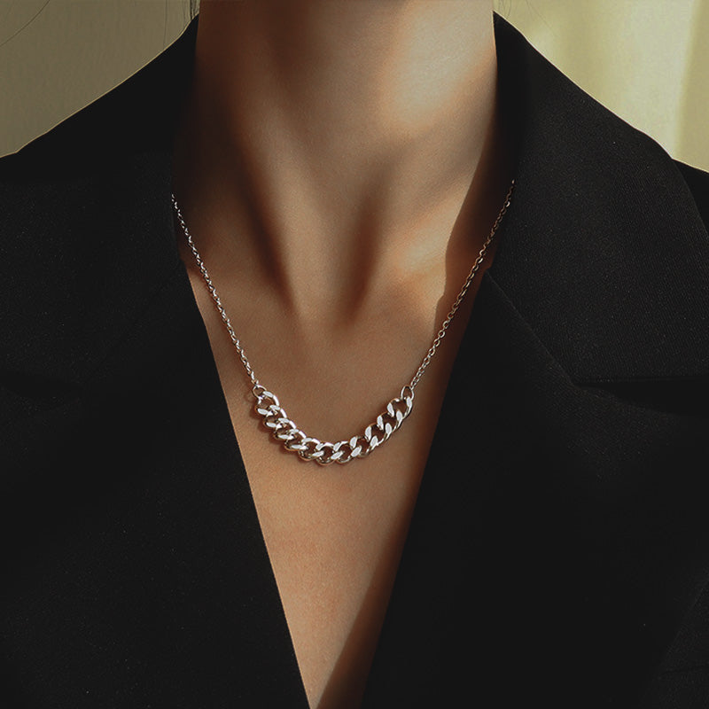 Stainless Steel Chunky Chain Pendant Necklace