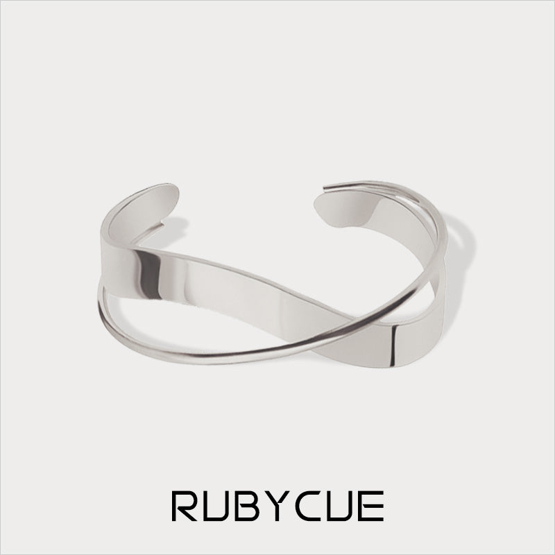 Stainless Steel Cross Over Cuff Bracelet