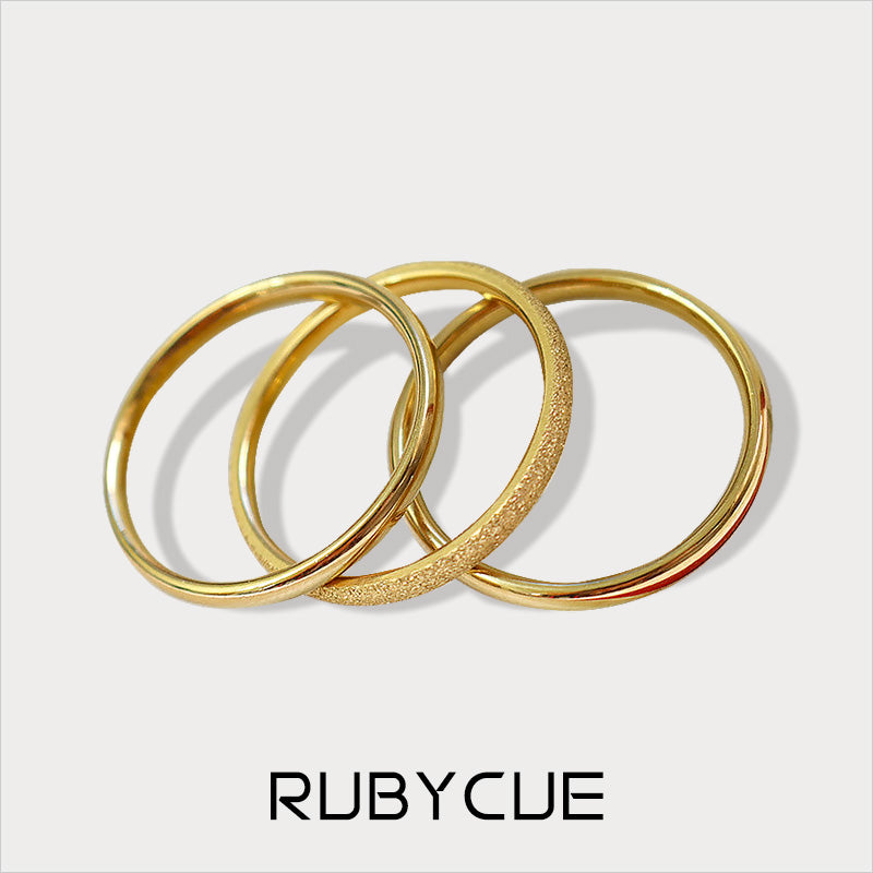 18K Gold Plated Surgical Steel Textured Staking Rings Pack