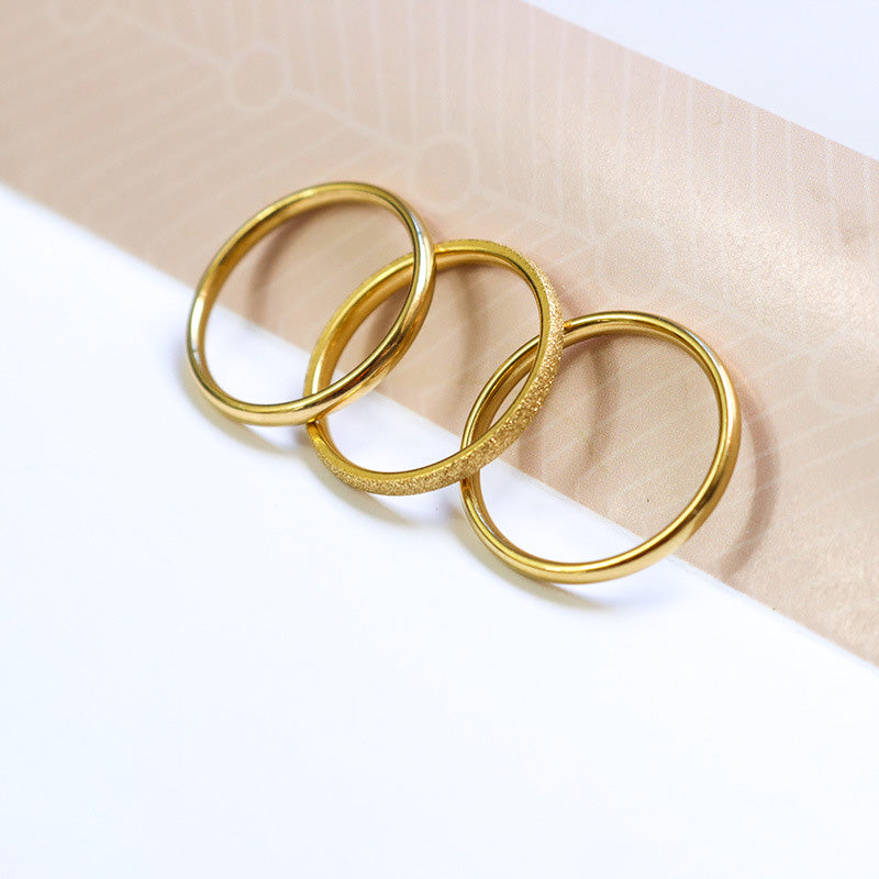 18K Gold Plated Surgical Steel Textured Staking Rings Pack