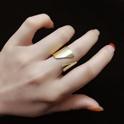 18K Gold Plated Surgical Steel Diagonal Open Wide Ring