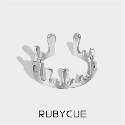 Stainless Steel Melting Crown Open Ring