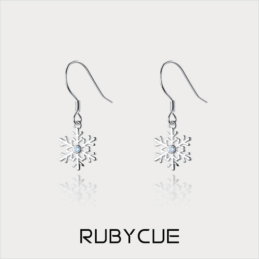 Sterling Silver Snowflake Drop Earrings