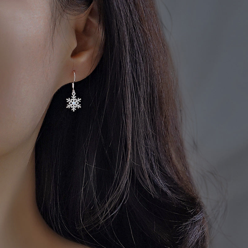 Sterling Silver Snowflake Drop Earrings