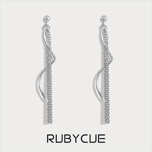 Sterling Silver Spiral & Tassel Drop Earrings