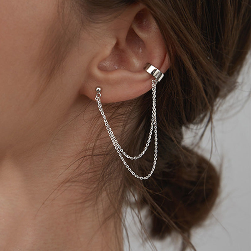 Sterling silver cuff earrings deals with chain