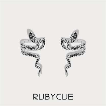 Antique Sterling Silver Snake Ear Cuff Earrings