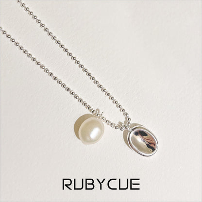 Sterling Silver Disc And Freshwater Pearl Ball Chain Necklace